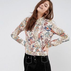 Brave Soul Floral Blouse in Cream